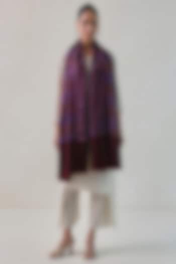 Deep Red & Blue Pashmina Stole by Shaza at Pernia's Pop Up Shop