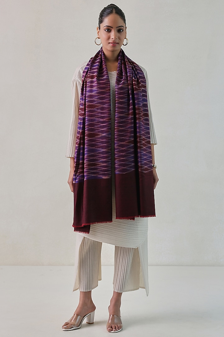 Deep Red & Blue Pashmina Stole by Shaza at Pernia's Pop Up Shop