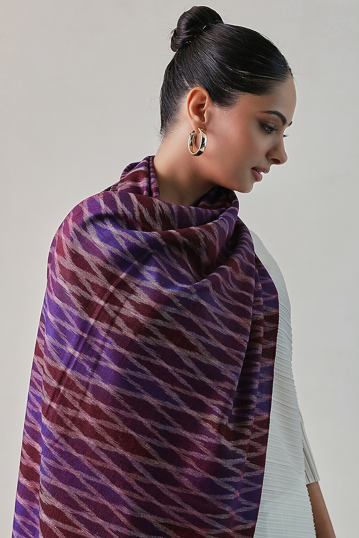 Deep Red & Blue Pashmina Stole by Shaza at Pernia's Pop Up Shop