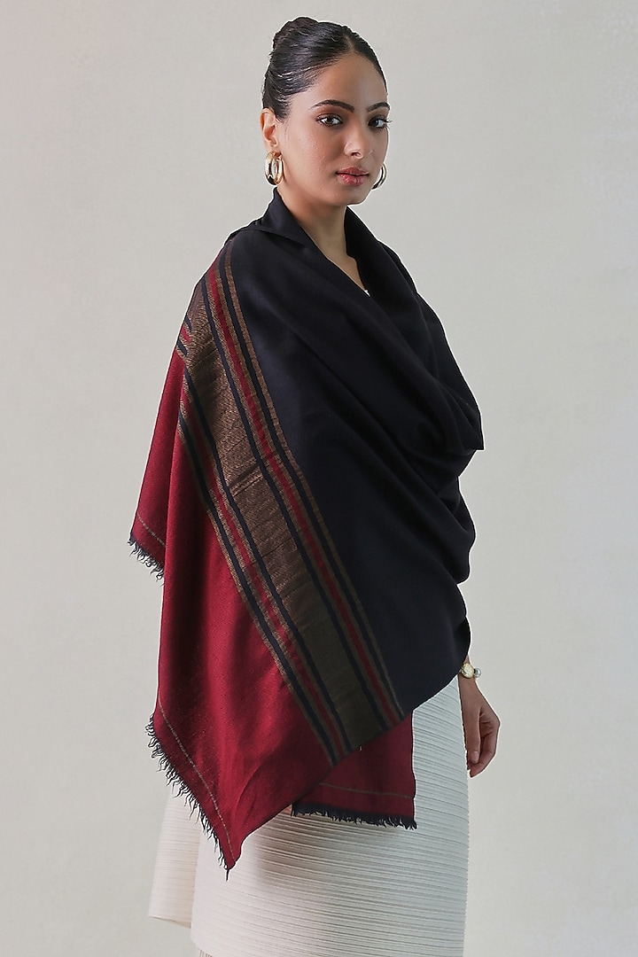 Red & Dark Blue Pashmina Stole by Shaza at Pernia's Pop Up Shop