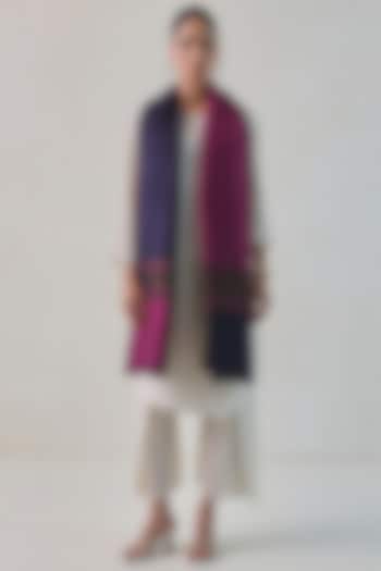 Pink & Dark Blue Pashmina Stole by Shaza at Pernia's Pop Up Shop