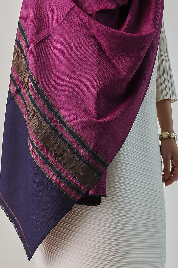 Pink & Dark Blue Pashmina Stole by Shaza at Pernia's Pop Up Shop
