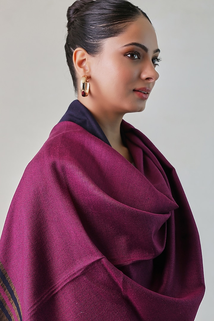 Pink & Dark Blue Pashmina Stole by Shaza at Pernia's Pop Up Shop