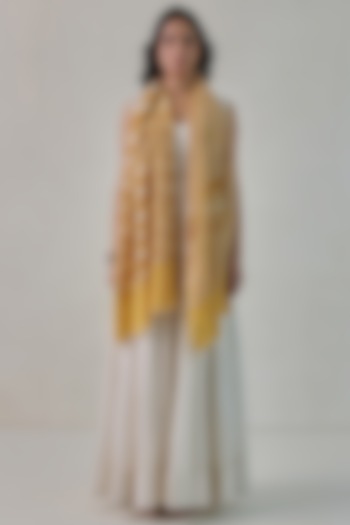 Yellow Pashmina Embroidered Stole by Shaza at Pernia's Pop Up Shop