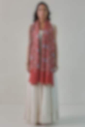 Red Pashmina Embroidered Stole by Shaza at Pernia's Pop Up Shop