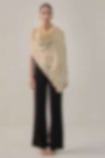 Light Lemon Fine Count Wool Swarovski Hand Embellished Pashmina Stole by Shaza at Pernia's Pop Up Shop