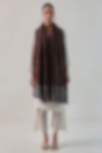 Red & Grey Pashmina Zari Striped Shawl by Shaza at Pernia's Pop Up Shop