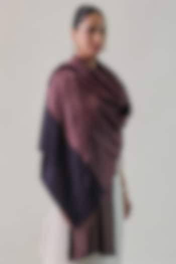 Purple & Blue Pashmina Zari Striped Shawl by Shaza at Pernia's Pop Up Shop