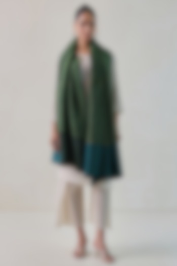 Green Pashmina Zari Striped Shawl by Shaza at Pernia's Pop Up Shop