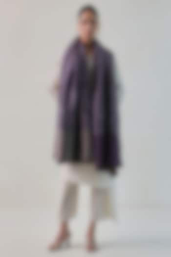 Blue Pashmina Zari Striped Shawl by Shaza at Pernia's Pop Up Shop