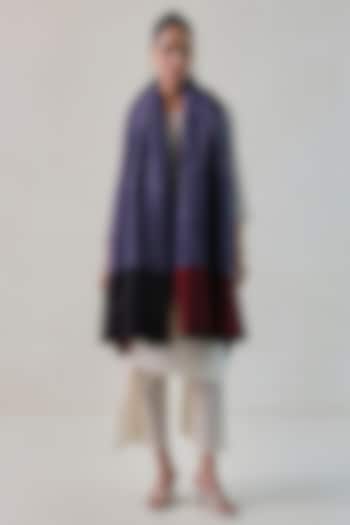 Blue & Red Pashmina Zari Striped Shawl by Shaza at Pernia's Pop Up Shop