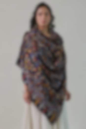 Black Woolen Kani Weave Shawl by Shaza at Pernia's Pop Up Shop