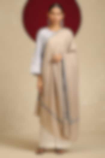 Natural Beige Pashmina Hand Embroidered Shawl by Shaza at Pernia's Pop Up Shop