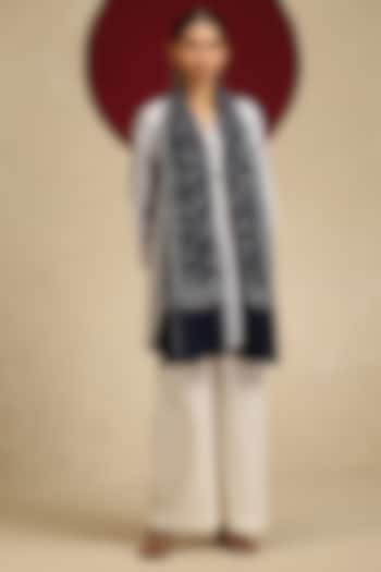 Blue Pashmina Hand Embroidered Shawl by Shaza at Pernia's Pop Up Shop