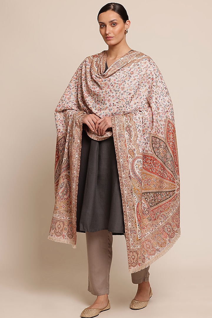 Multi-Colored Wool Floral Shawl by Shaza at Pernia's Pop Up Shop