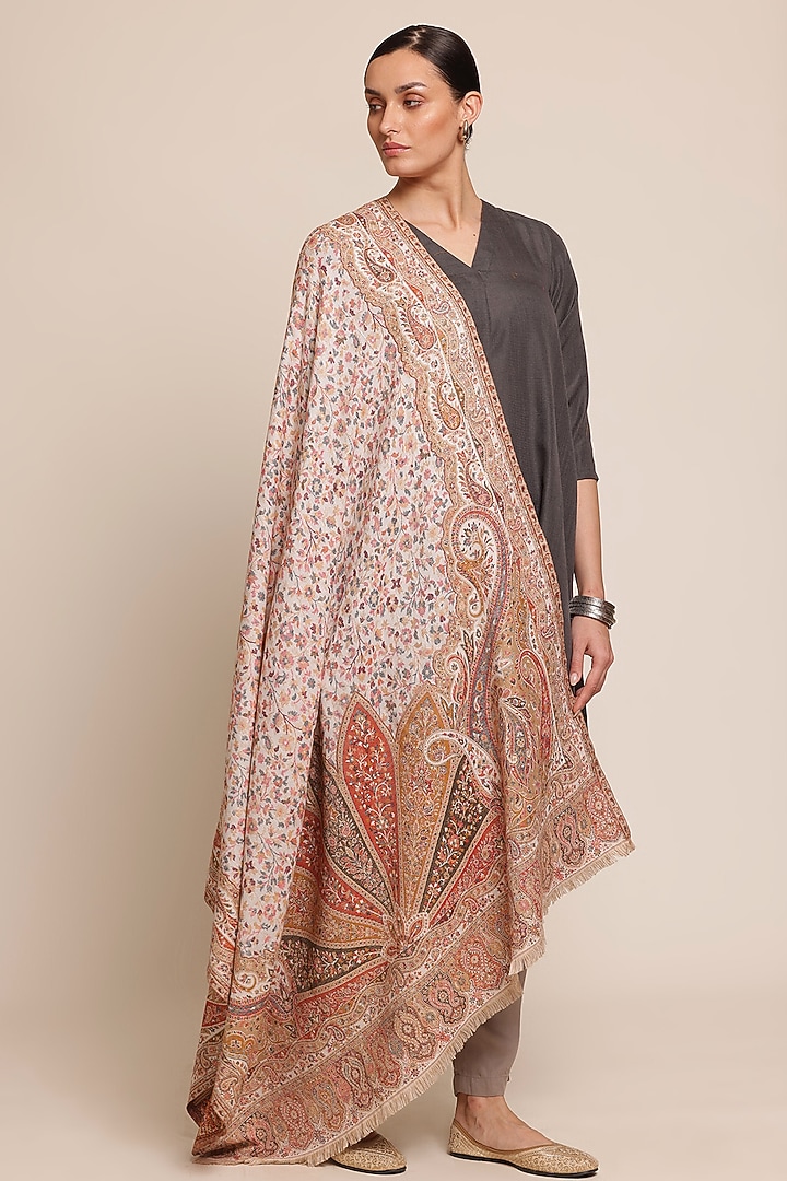 Multi-Colored Wool Floral Shawl by Shaza at Pernia's Pop Up Shop