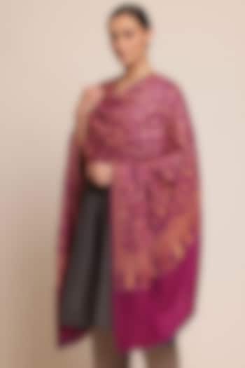 Purple Wool Floral Shawl by Shaza at Pernia's Pop Up Shop