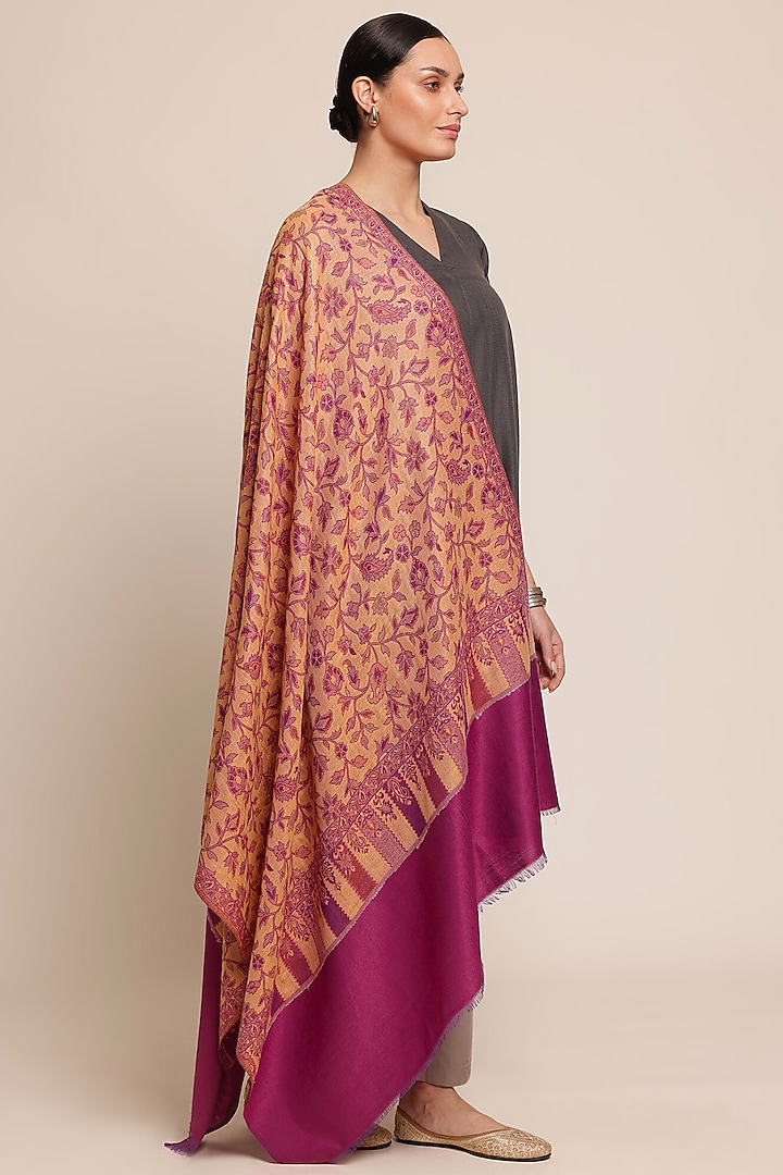 Purple Wool Floral Shawl by Shaza at Pernia's Pop Up Shop