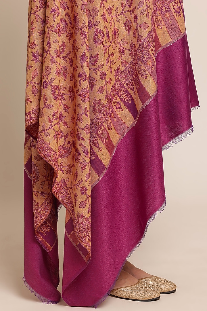Purple Wool Floral Shawl by Shaza at Pernia's Pop Up Shop