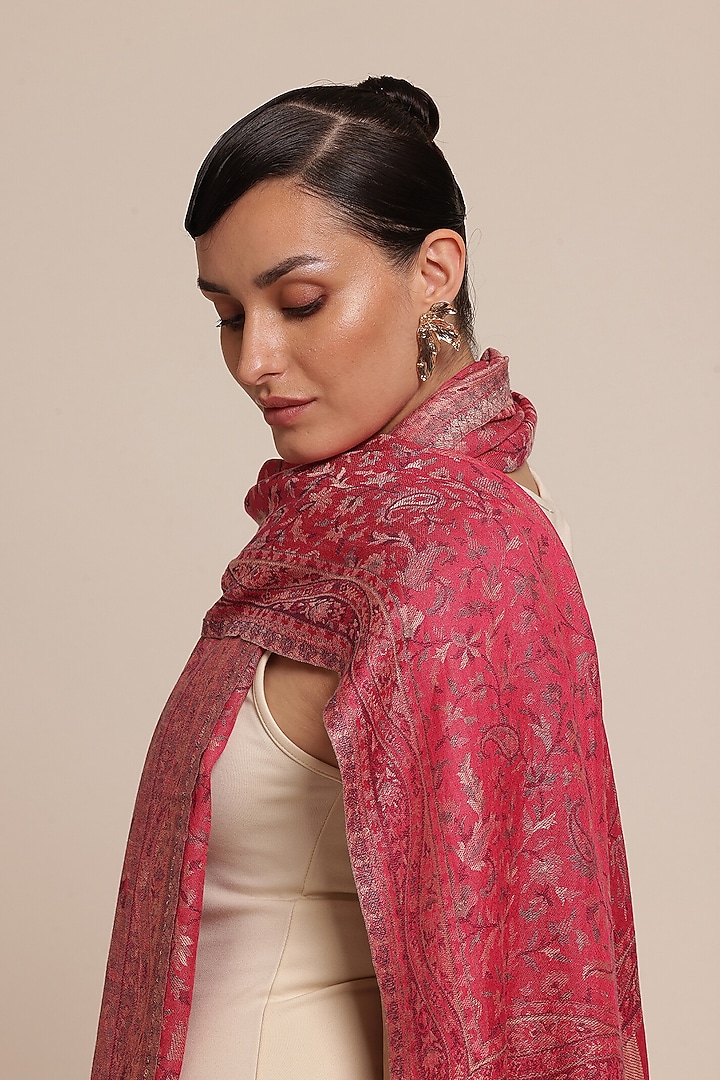 Multi-Colored Wool Floral Shawl by Shaza at Pernia's Pop Up Shop