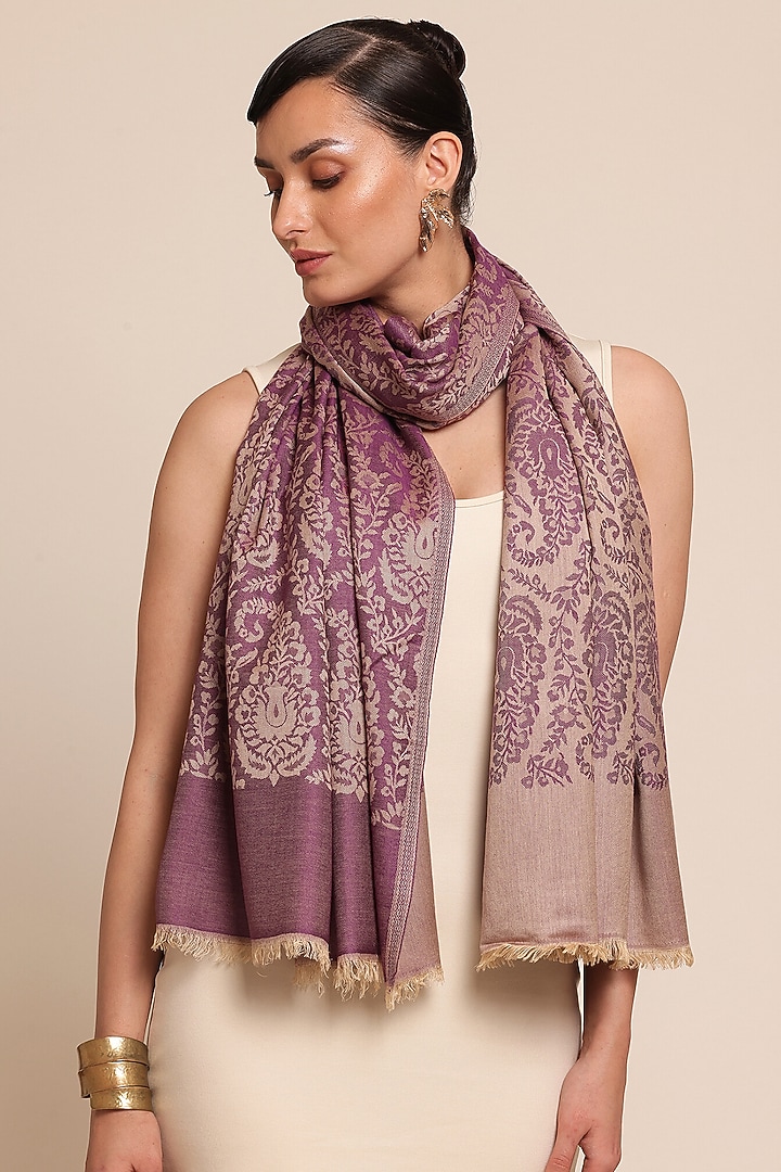 Multi-Colored Wool Floral Motif Shawl by Shaza at Pernia's Pop Up Shop