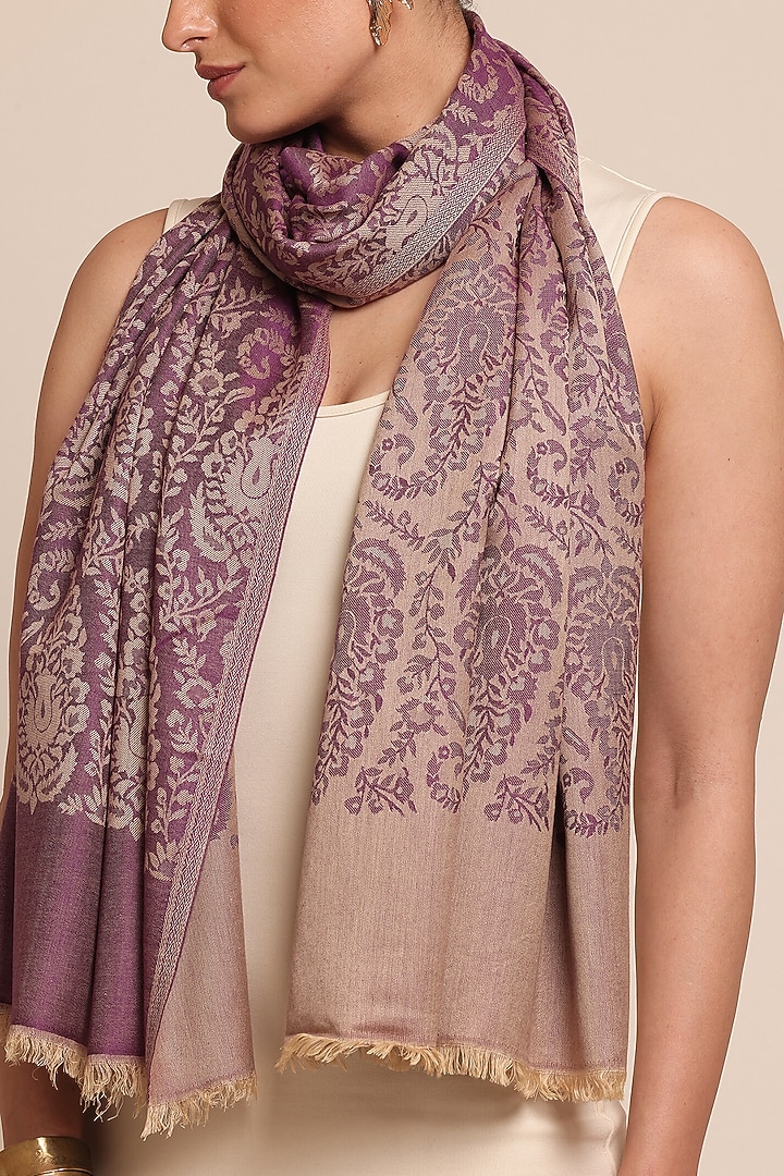 Multi-Colored Wool Floral Motif Shawl by Shaza at Pernia's Pop Up Shop