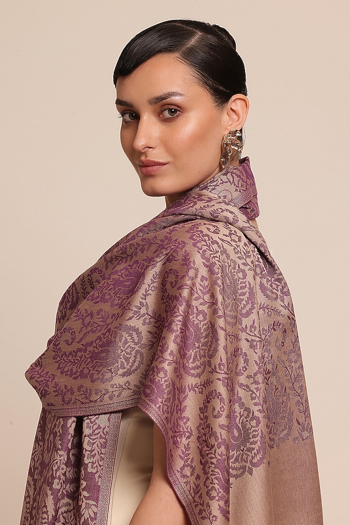 Multi-Colored Wool Floral Motif Shawl by Shaza at Pernia's Pop Up Shop