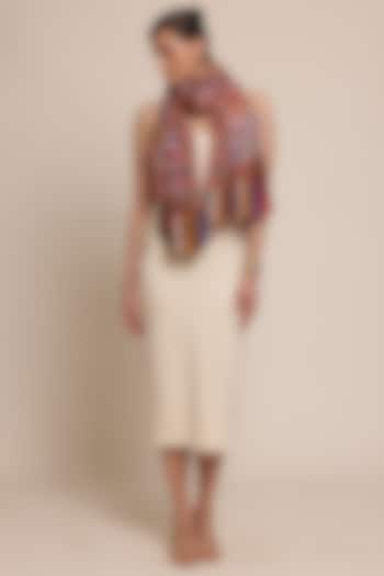 Multi-Colored Silk Embroidered Shawl by Shaza at Pernia's Pop Up Shop
