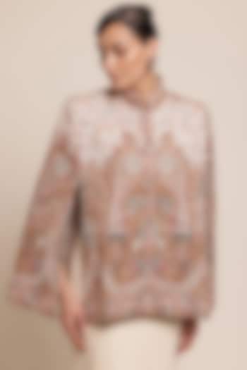 Multi-Colored Wool Floral Cape Jacket by Shaza at Pernia's Pop Up Shop