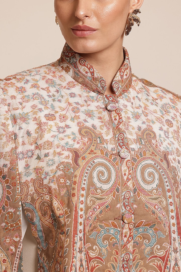 Multi-Colored Wool Floral Cape Jacket by Shaza at Pernia's Pop Up Shop