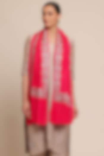Fuchsia Pink Wool Floral Shawl by Shaza at Pernia's Pop Up Shop