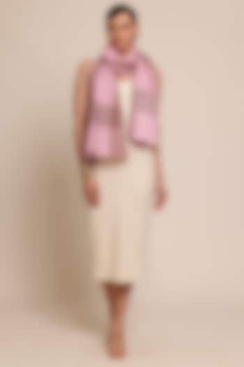 Baby Pink Cashmere Printed Shawl by Shaza at Pernia's Pop Up Shop