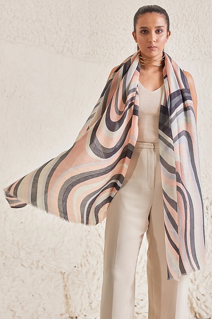 Multi-Colored Pashmina Hand Painted Stole by Shaza at Pernia's Pop Up Shop