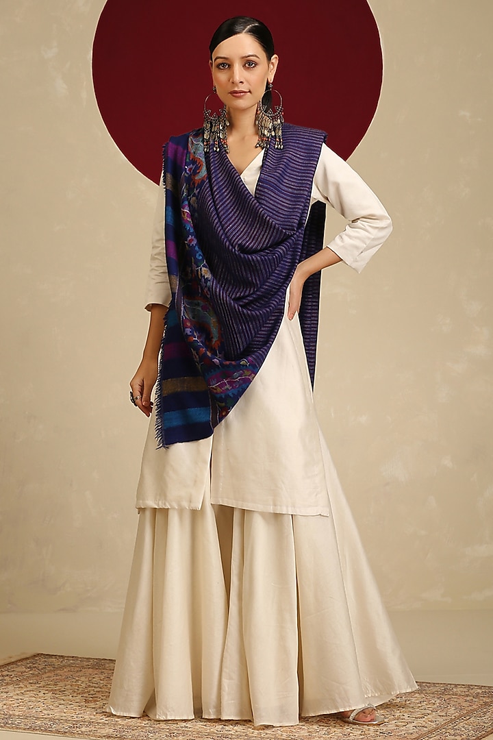 Multi-Colored Handloom Pashmina Kani Weave Shawl by Shaza at Pernia's Pop Up Shop