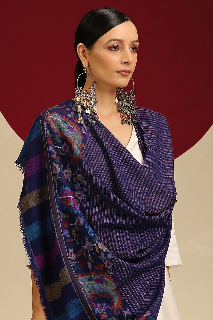 Multi-Colored Handloom Pashmina Kani Weave Shawl by Shaza at Pernia's Pop Up Shop