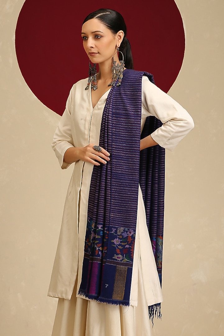 Multi-Colored Handloom Pashmina Kani Weave Shawl by Shaza at Pernia's Pop Up Shop