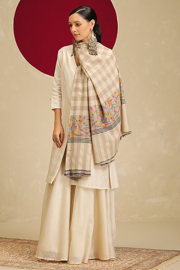 Multi-Colored Handloom Pashmina Kani Weave Shawl by Shaza at Pernia's Pop Up Shop