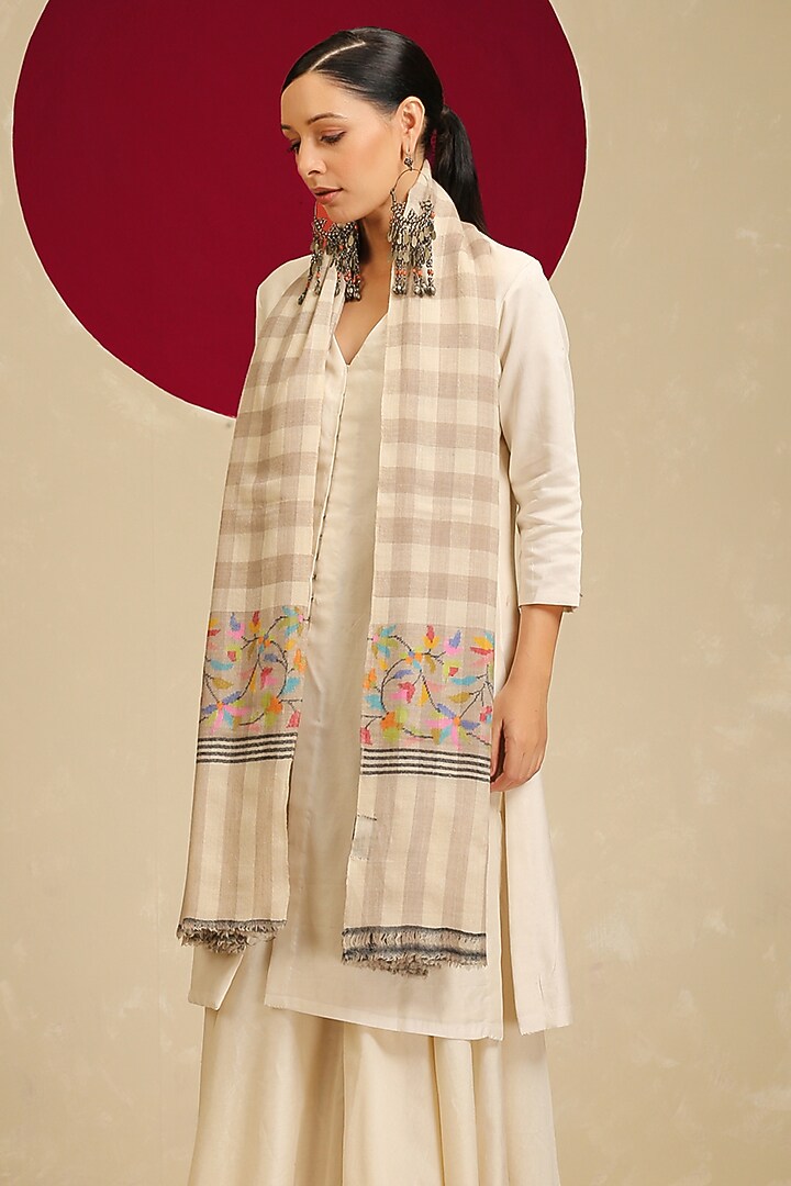 Multi-Colored Handloom Pashmina Kani Weave Shawl by Shaza at Pernia's Pop Up Shop