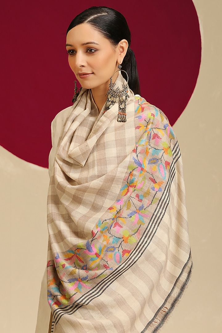 Multi-Colored Handloom Pashmina Kani Weave Shawl by Shaza at Pernia's Pop Up Shop