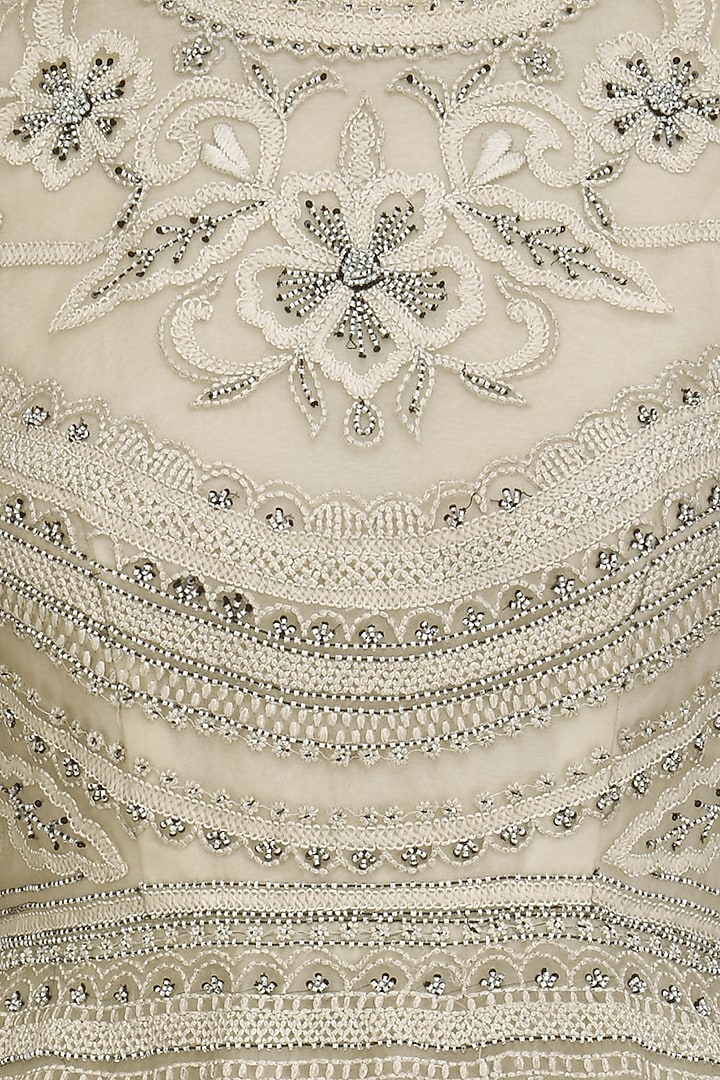 Nude lakhnavi embroidered dress available only at Pernia's Pop Up Shop.