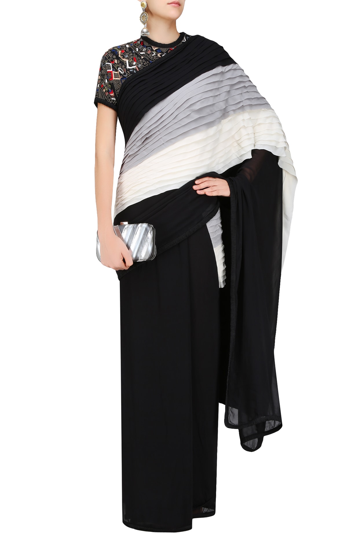 Sapphire Serenade Saree and Cape Set – House Of Exotique