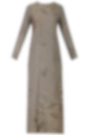 Grey embroidered long kurta and pants available only at Pernia's Pop Up Shop.