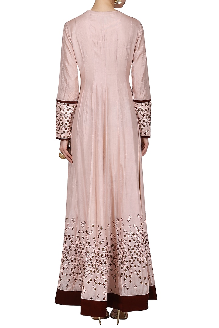 Pink rhombus embroidered anarkali with dupatta available only at Pernia's Pop Up Shop.