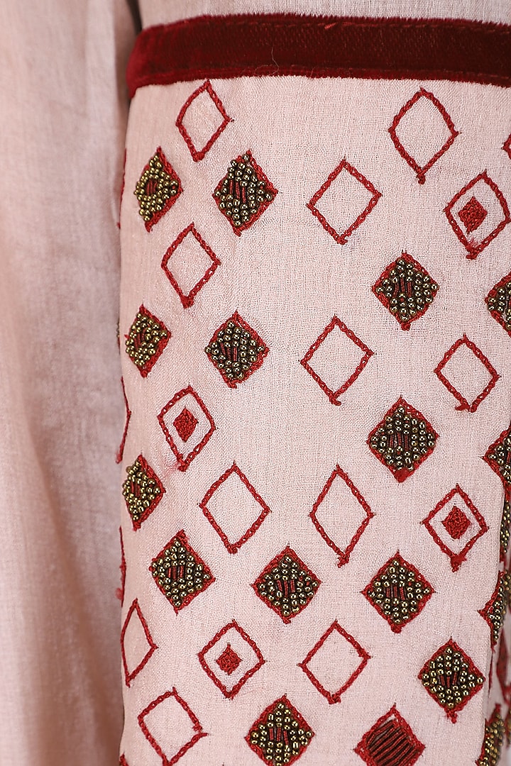 Pink rhombus embroidered anarkali with dupatta available only at Pernia's Pop Up Shop.