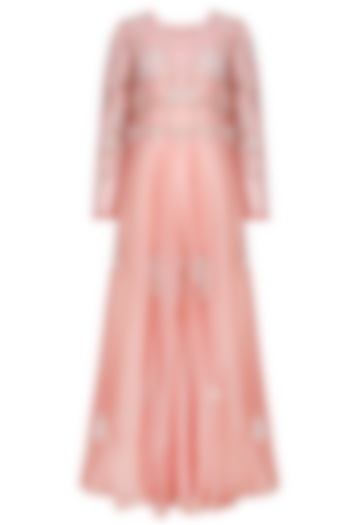 Rose Pink Resham Embroidered Dress by Shasha Gaba