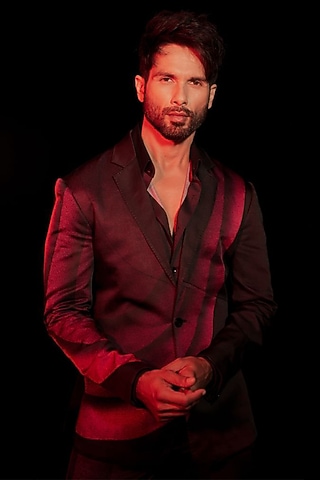 Black & Pink Viscose Satin Printed Jacket Set by Dhruv Vaish