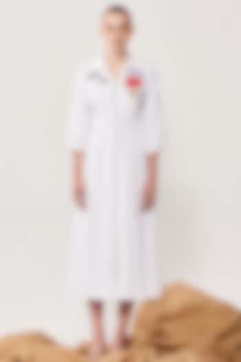 White Gabardine Pleated Cocktail Dress by Shahin Mannan at Pernia's Pop Up Shop