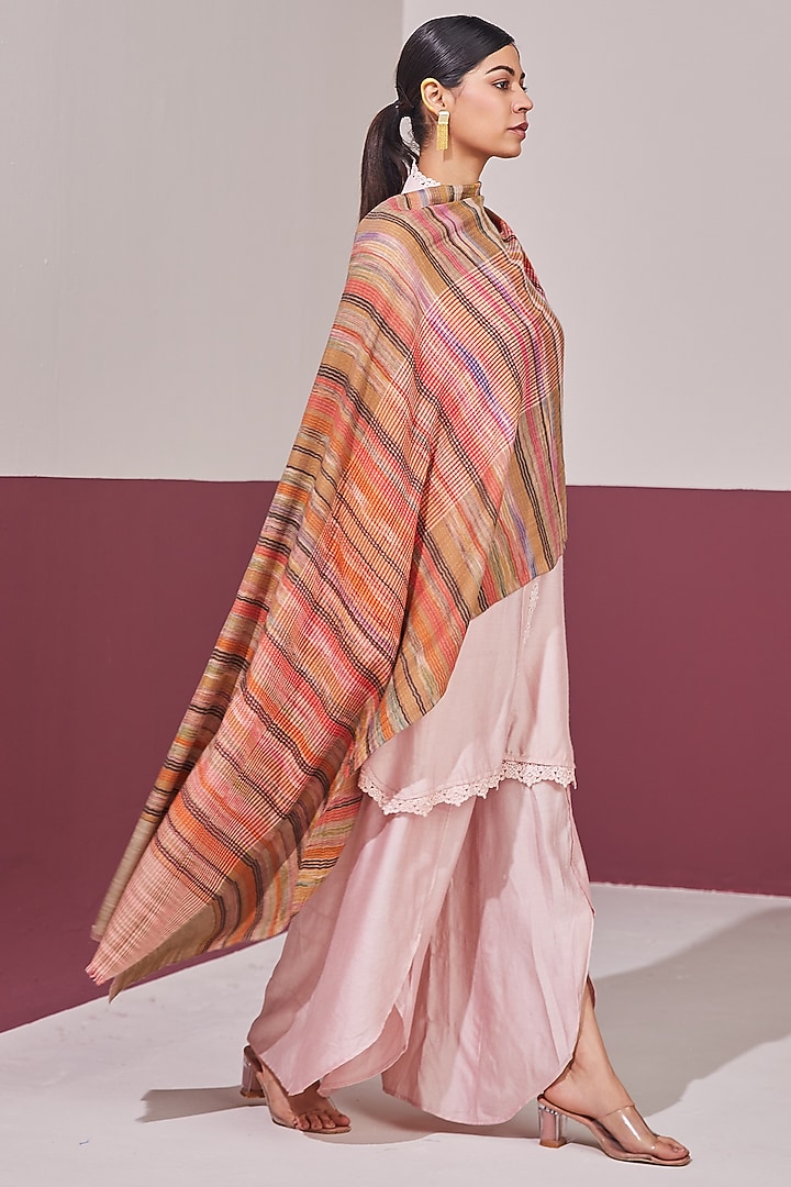 Smoke Grey Handloom Pashmina Reverse Stole by Shaza at Pernia's Pop Up Shop