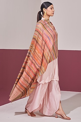 Smoke Grey Handloom Pashmina Reverse Stole by Shaza