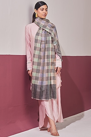 Grey Handloom Pashmina Reverse Stole by Shaza
